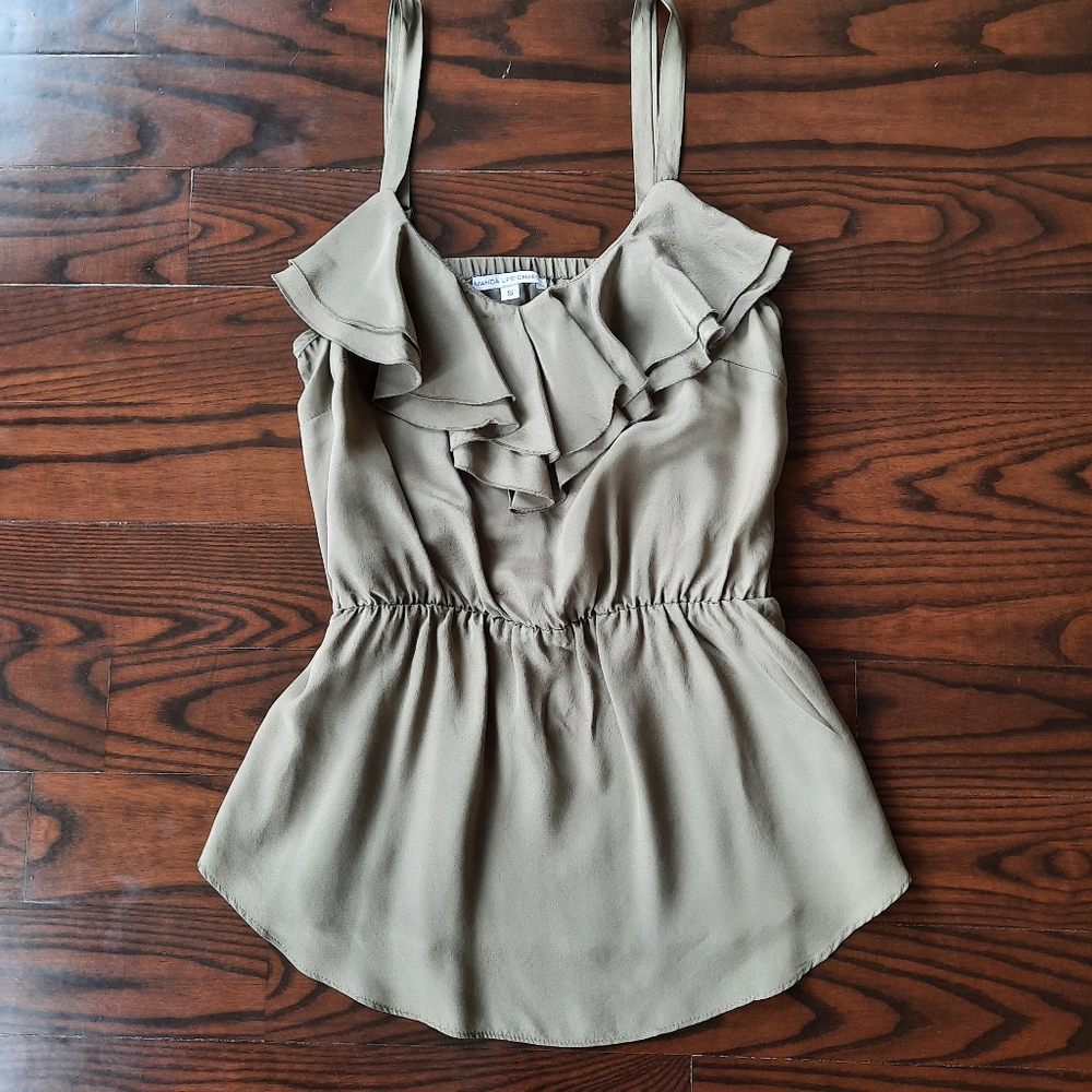 Elegant Olive Green Ruffle Top